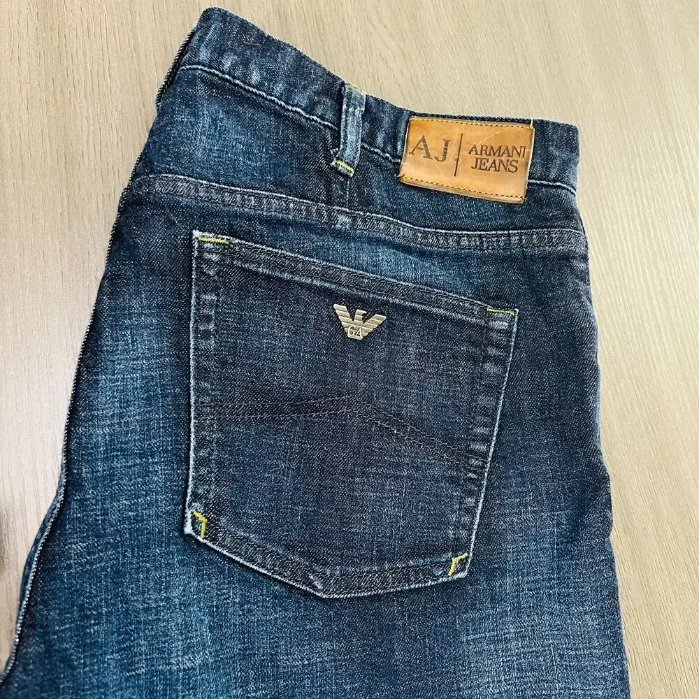 AJ Armani Jeans Men's 38X32 (Measures 38X30) Blue J31 Regular Straight Leg Denim